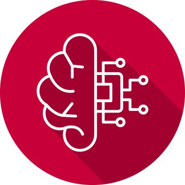 Makine Öğrenme Simgesi, Yapay Zeka düğmesi, vektör illüstrasyonu 