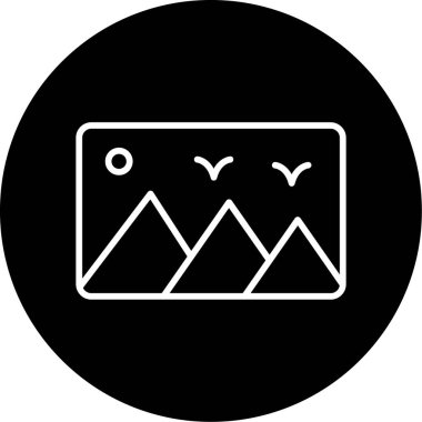 Dağ manzarası simgesi, vektör illüstrasyonu