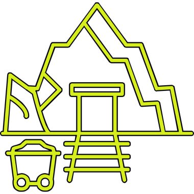 Taş mağara girişi. Taşlı madenin vektör illüstrasyonu