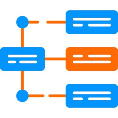 İş diyagramı simgesi. Ağ şeması simgesi. Veritabanı sembolü, vektör illüstrasyonu
