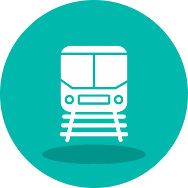 Demiryolu raylarındaki tren simgesi, vektör illüstrasyonu 