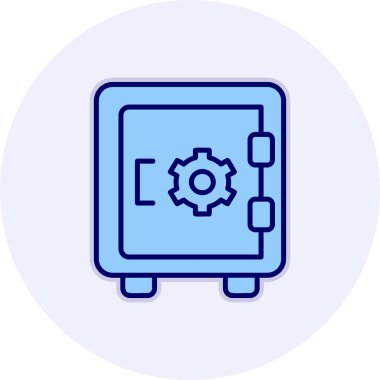 Dolap, güvenli, Vector Line Illustration. İş ve Finans simgesi.