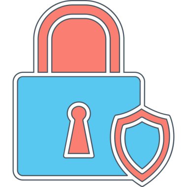 Asma kilit. Web simgesi basit illüstrasyon