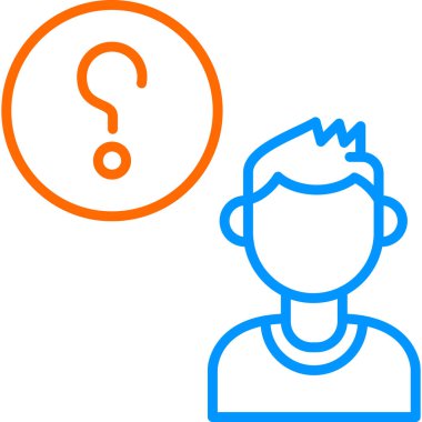 Müşteri Soru simgesi, vektör illüstrasyonu. Logotype. Konuşma balonunda soru işareti olan çocuk Avatar 'ı  