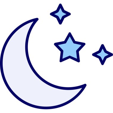 Yıldızlı ay. Web simgesi basit illüstrasyon 