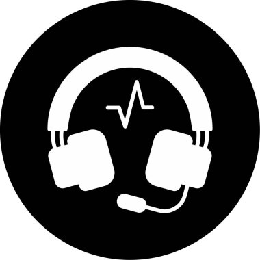 Mikrofon simgesi ve vektör illüstrasyonlu kulaklıklar