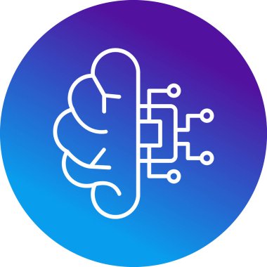 Makine Öğrenme Simgesi, Yapay Zeka düğmesi, vektör illüstrasyonu 