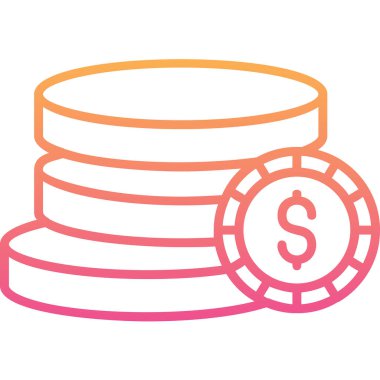 Dolar işareti ağ simgesi olan bozuk para yığını, vektör illüstrasyonu