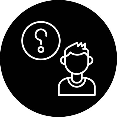Müşteri Soru simgesi, vektör illüstrasyonu. Logotype. Konuşma balonunda soru işareti olan çocuk Avatar 'ı  