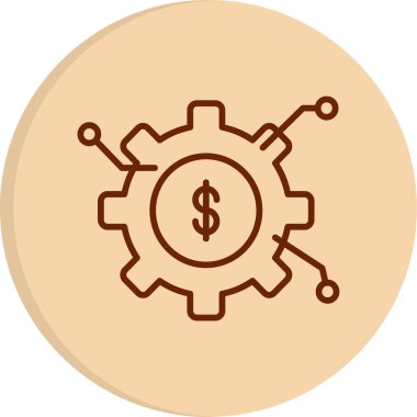 Varlık Yönetimi simgesi. Çarklı dolar sembolü, vektör illüstrasyonu 