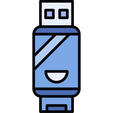 USB Çubuk Kalem Sürücüsü Simgesi, Vektör İllüstrasyonu 
