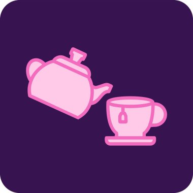 Çaydanlık ve çaydanlık ikon vektör çizimi