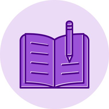 kitap ve kalem ikonu vektör illüstrasyonu