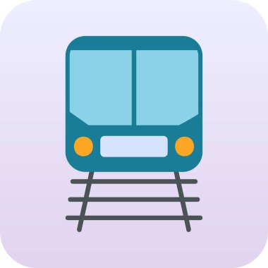 Demiryolu raylarındaki tren simgesi, vektör illüstrasyonu 