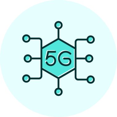 5g ağ vektör simgesi, ağ için renkli şablon