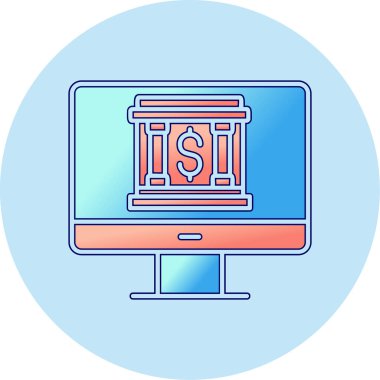 Çevrimiçi bankacılık simgesi vektör illüstrasyon grafik tasarımı