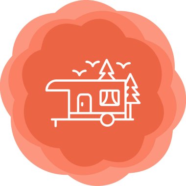 kamp karavan simge vektör çizim