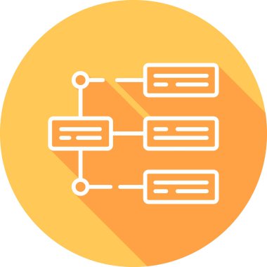 İş diyagramı simgesi. Ağ şeması simgesi. Veritabanı sembolü, vektör illüstrasyonu