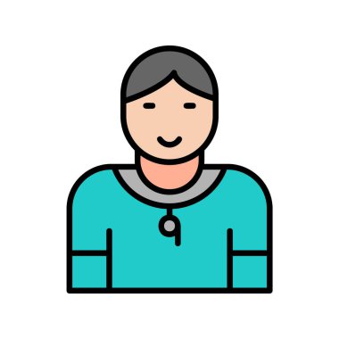 Jimnastik eğitmeni web simgesi, vektör illüstrasyonu