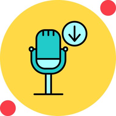 Podcast İndirme. Web simgesi basit illüstrasyon        