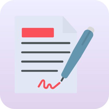 Sözleşme simgesi imzalama, basit vektör illüstrasyonu