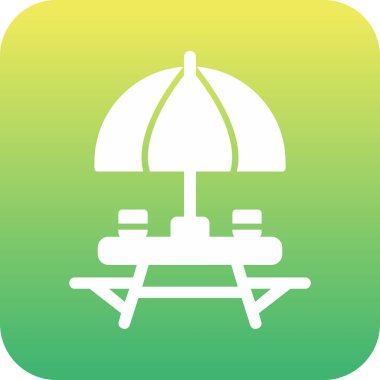 Sahildeki Açık Masa simgesinin vektör çizimi. 