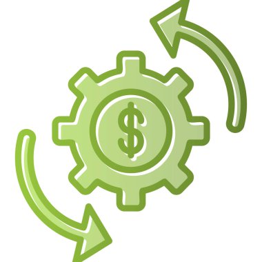 dişli ve dolar işareti web simgesi basit illüstrasyon