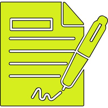 Sözleşme simgesi imzalama, basit vektör illüstrasyonu