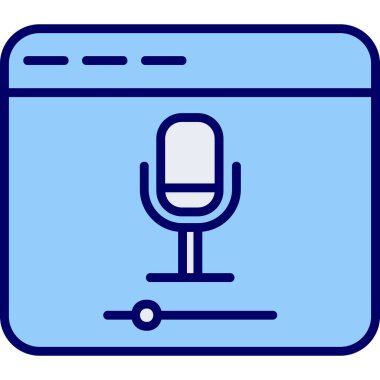 Çevrimiçi Kayıt, mikrofon ikonu vektör illüstrasyonu