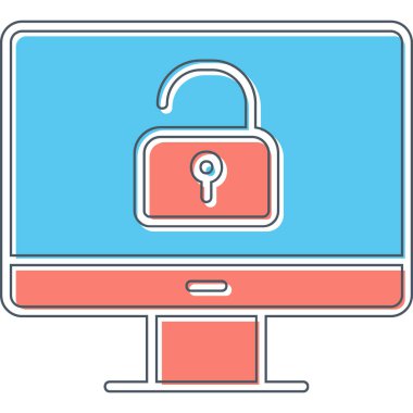 Güvenli olmayan bilgisayar vektör simgesi modern basit illüstrasyon