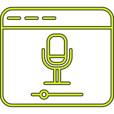 Çevrimiçi Kayıt, mikrofon ikonu vektör illüstrasyonu