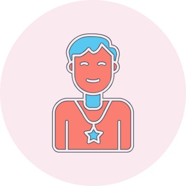 Yıldızlı erkek avatar. Web simgesi basit illüstrasyon 