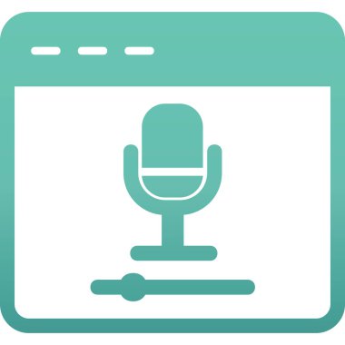 Çevrimiçi Kayıt, mikrofon ikonu vektör illüstrasyonu