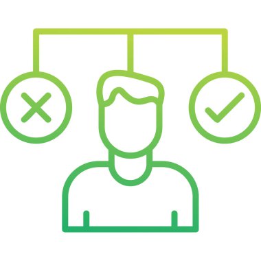 bir karar simgesi, vektör illüstrasyonu yapan kişi  