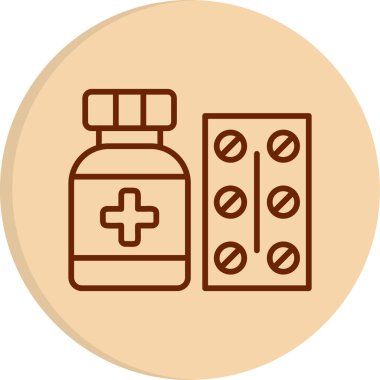 Haplı ilaç şişesi. Web simgesi basit illüstrasyon