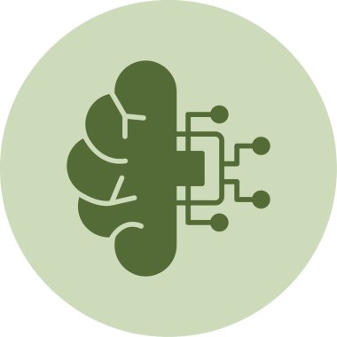 Makine Öğrenme Simgesi, Yapay Zeka düğmesi, vektör illüstrasyonu 