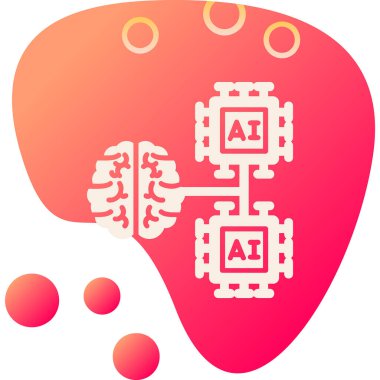 Yapay zeka simgesi, makine öğrenimi ve siber zihin egemenliği konsepti, vektör illüstrasyonu