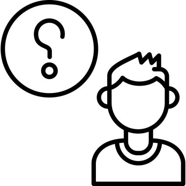 Müşteri Soru simgesi, vektör illüstrasyonu. Logotype. Konuşma balonunda soru işareti olan çocuk Avatar 'ı  
