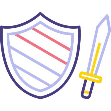 Kılıç ve kalkan ağ simgesi basit tasarım