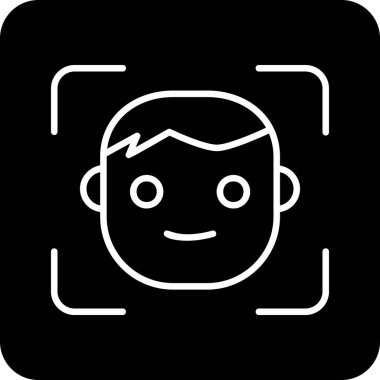 Yüz tanıma. Web simgesi basit illüstrasyon