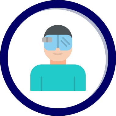 Artırılmış gerçeklik gözlüğü olan adam ikon vektör illüstrasyon tasarımı