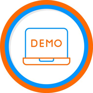 Dizüstü bilgisayar web simgesi vektör illüstrasyonunda demo metni