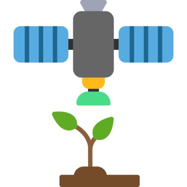 Uydu ve bitki simgesi, vektör illüstrasyonu 