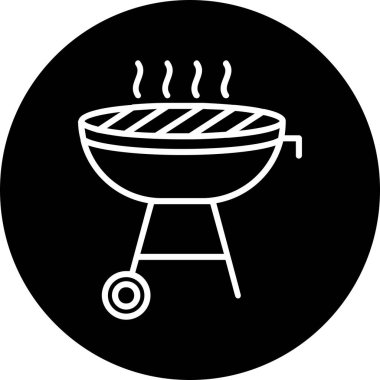 BBQ Grill web simgesi, vektör illüstrasyonu 