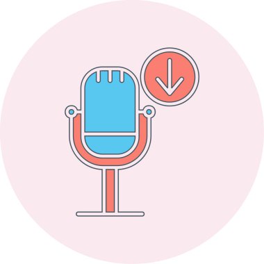 Podcast İndirme. Web simgesi basit illüstrasyon        