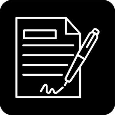 Sözleşme simgesi imzalama, basit vektör illüstrasyonu