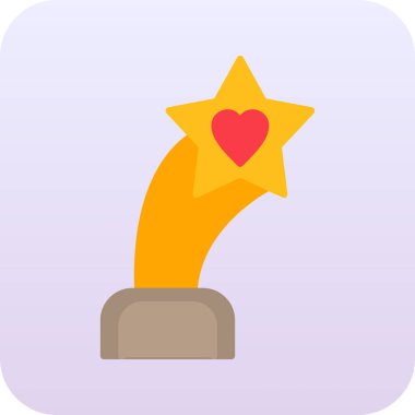 İçinde kalp olan yıldız şeklinde bir heykel. Web simgesi basit illüstrasyon