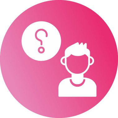 Müşteri Soru simgesi, vektör illüstrasyonu. Logotype. Konuşma balonunda soru işareti olan çocuk Avatar 'ı  