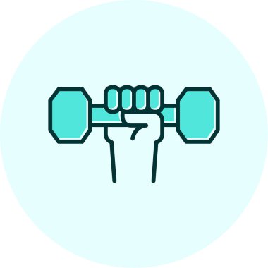 Dumbbell simgesi ile El 'in vektör illüstrasyonu 