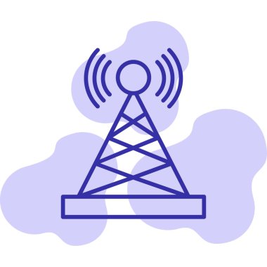 Uydu kulesi işaret çizgisi ağ simgesi, vektör illüstrasyonu